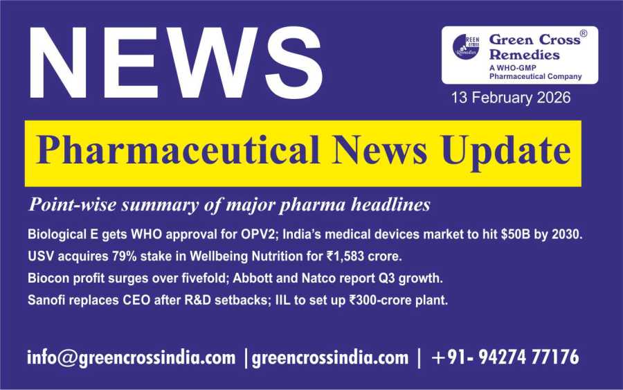 pharmaceutical industry - Pharma News Update- 13 feb 2026