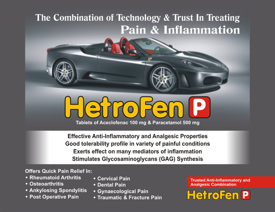 HETROFEN P Tablet - Aceclofenac 100 mg, Paracetamol 325 mg Tablet