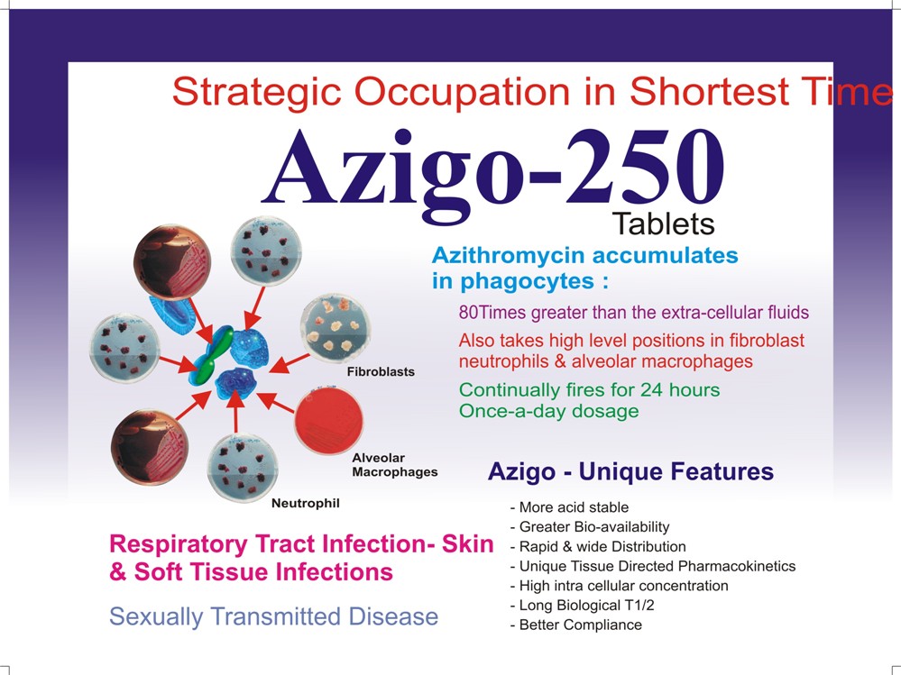 Azithromycin Dihydrate IP eq to Azithromycin 250 mg Tablet-AZIGO 250 Tablet