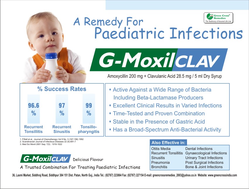 G Moxil Clav Dry Syrup is a highly effective amoxicillin and potassium clavulanate dry syrup