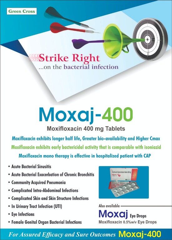 Moxifloxacin 400 Tablet - MOXAJ 400 Tablet Visual Aid