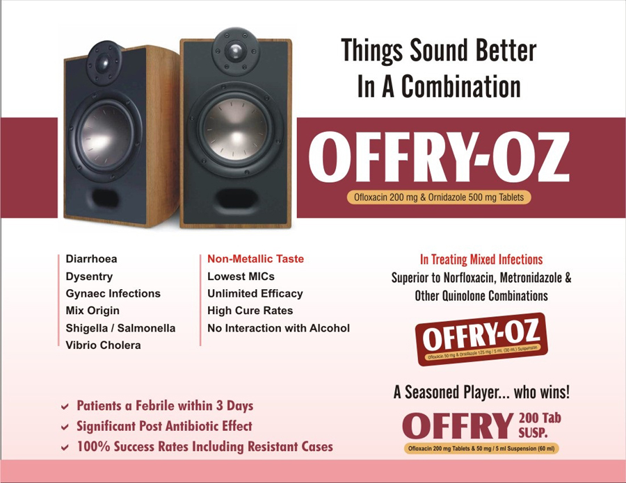 Ofloxacin 200 mg, Ornidazole 500 mg Tablet Offry OZ Tablet Visual Aid