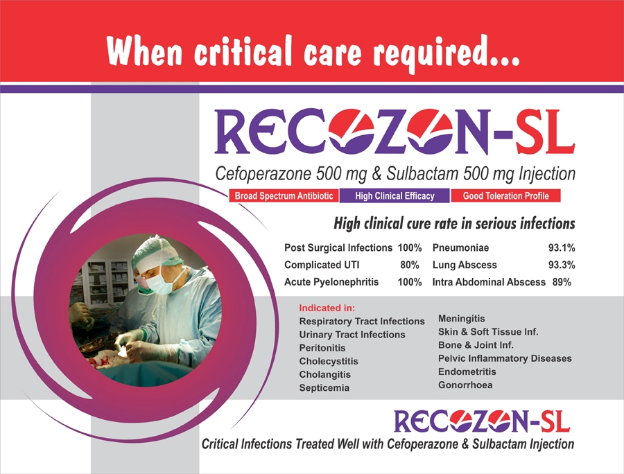 RECOZON SL 1.5 Injection - Cefoperazone sulbactam injection is a widely used hospital-grade antibiotic designed to treat serious bacterial infections