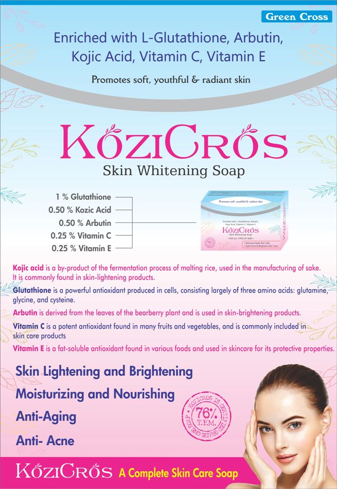 Best Whitening & Brightening Soap with Kojic Acid, Glutathione, Arbutin. Vitamin C, Vitamin E Grade 1 (76 % TFM) Skin Whitening Soap Product Detail