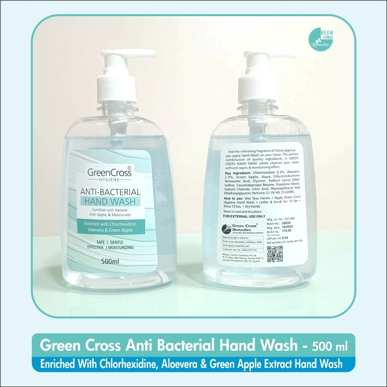Antiseptic Hand Wash with Aloe Vera-Green Cross Hand Wash (Aloevera & Green Apple) Anti Bacterial