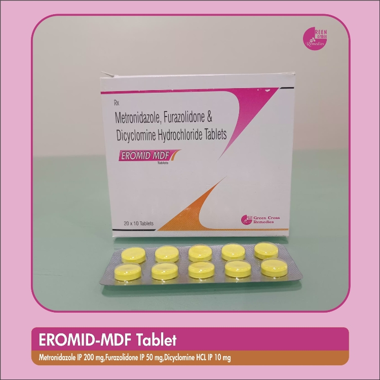 EROMID MDF Tablet - Metronidazole, Furazolidone and Dicyclomine Tablet - Diarrhea Tablets
