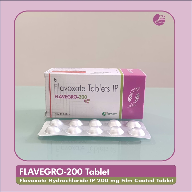 Flavoxate Tablet Uses | Flavegro 200 Tablet } Flavoxate Hydrochloride 200 mg Tablet