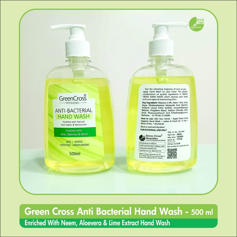 Green Cross Hand Wash (Lime, Neem,  Aloevera) Anti Bacterial