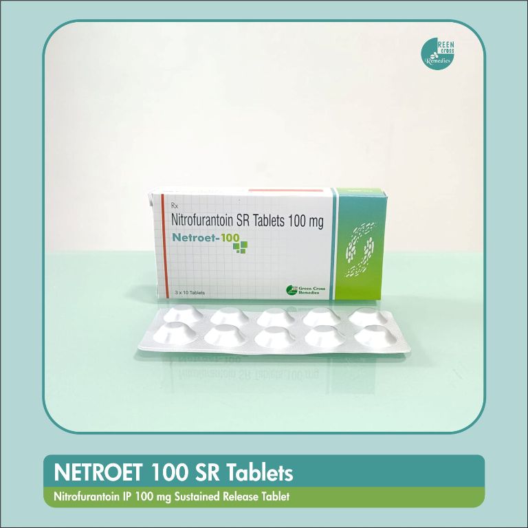 Nitrofurantoin IP 100 mg – NETROET 100 SR Tablet