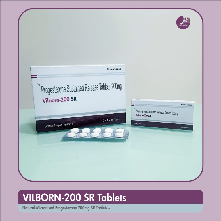 Natural Micronized Progesterone 200 mg Film Coated sustained Release Tablet