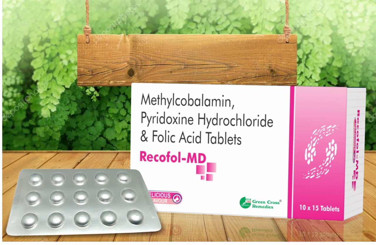 Gooi aluminium Inhalen Methylcobalamine IP 750 mcg, Pyridoxine HCL IP 10 mg, Folic Acid IP 5 mg  Mouth Dissolve Tablets|RECOFOL MD TABLET